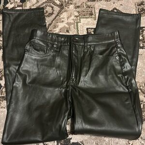 Gap vintage slim high rise faux leather dark olive pants women’s 28 6R